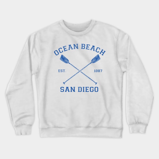 Vintage Ocean Beach San Diego Vacation graphic Crewneck Sweatshirt by Vector Deluxe